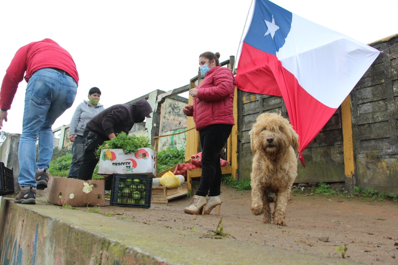 Feriantes de Talcahuano donan alimentos a campamentos de Los Cerros